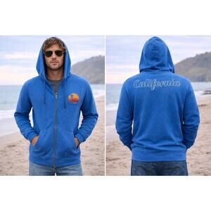 James Perse Men’s Hoodie Sweatshirt Blue California Full Zip Casual 5 XXL